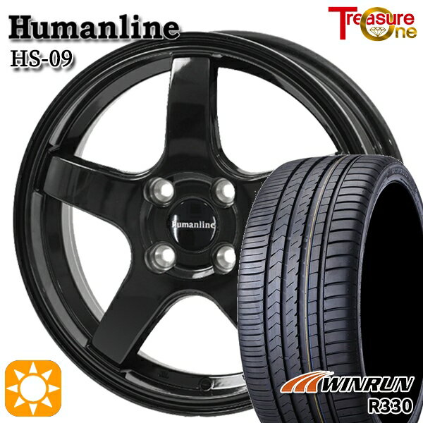 アクア ヤリス 195/50R16 88V XL ウィンラン R330 トレジャーワン ヒューマンライン HS09 ブラック 16インチ 6.0J 4H100 サマータイヤホイールセット