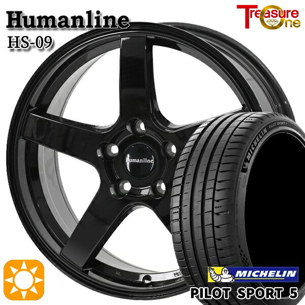 【取付対象】セレナ 215/40R18 89Y XL ミシュラン パイロットスポーツ5 トレジャーワン ヒューマンライン HS09 ブラック 18インチ 7.0J 5H114.3 サマータイヤホイールセット