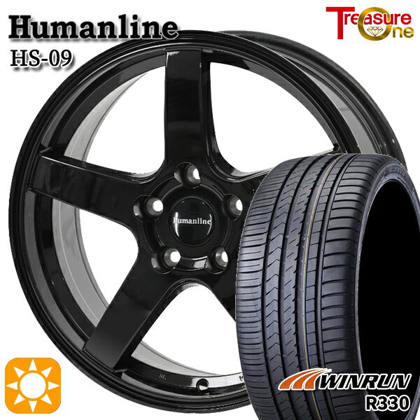 【取付対象】カムリ ヴェゼル 215/55R17 98W XL ウィンラン R330 トレジャーワン ヒューマンライン HS09 ブラック 17インチ 7.0J 5H114.3 サマータイヤホイールセット