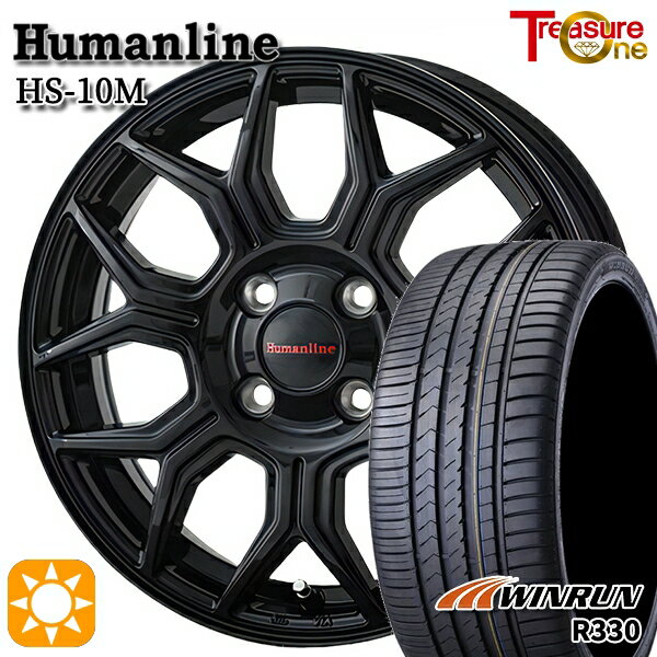 【取付対象】165/50R15 76V XL ウィンラン R330 トレジャーワン ヒューマンライン HS10M ブラック 15インチ 5.0J 4H100 サマータイヤホイールセット