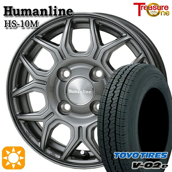 【取付対象】軽トラ 145/80R12 80/78N トーヨー V02E V-02E トレジャーワン ヒューマンライン HS10M ブラック 12インチ 4.0J 4H100 サマータイヤホイールセット