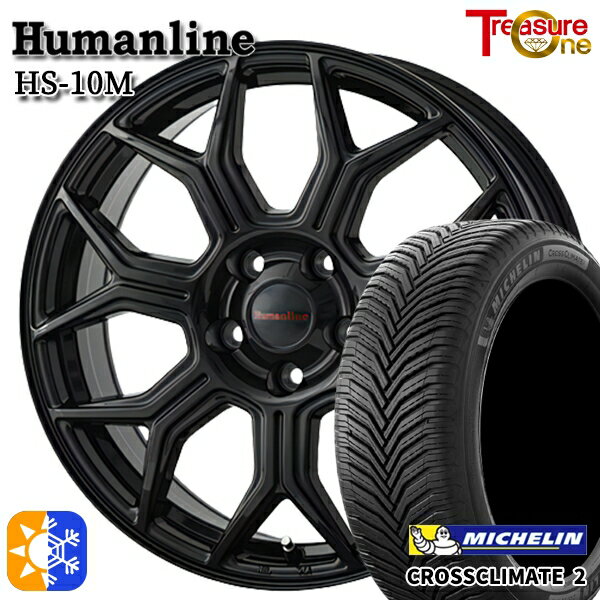 ヴェゼル オデッセイ 215/60R16 99V XL ミシュラン クロスクライメート2 トレジャーワン ヒューマンライン HS10M 16インチ 6.5J 5H114.3 ブラック オールシーズンタイヤホイールセット