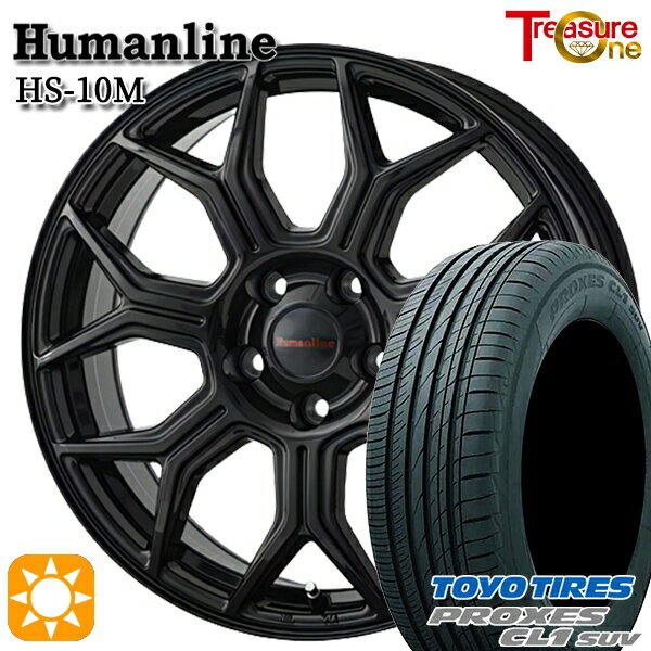 【取付対象】225/55R18 98V トーヨー プロクセス CL1 SUV トレジャーワン ヒューマンライン HS10M ブラック 18インチ 7.0J 5H114.3 サマータイヤホイールセット