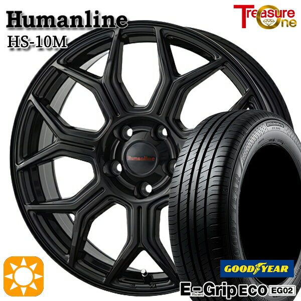 【取付対象】30/50プリウス カローラ 195/65R15 91H グッドイヤー エフィシェントグリップ EG02 トレジャーワン ヒューマンライン HS10M ブラック 15インチ 6.0J 5H100 サマータイヤホイールセット