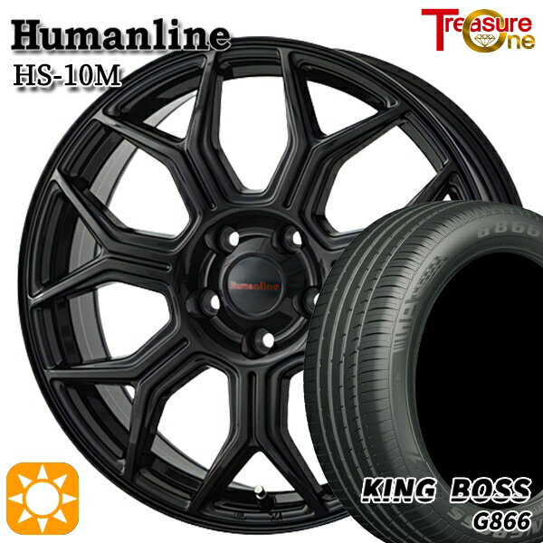 【取付対象】205/50R17 93W XL キングボス G866 トレジャーワン ヒューマンライン HS10M ブラック 17インチ 7.0J 5H114.3 サマータイヤホイールセット