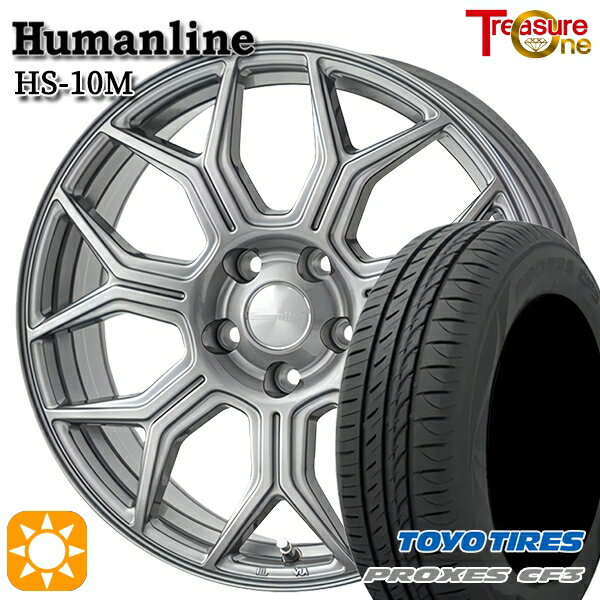 【取付対象】エスティマ ヤリスクロス 215/60R16 95H トーヨー プロクセス CF3 トレジャーワン ヒューマンライン HS10M　ダークグレー 16インチ 6.5J 5H114.3 サマータイヤホイールセット