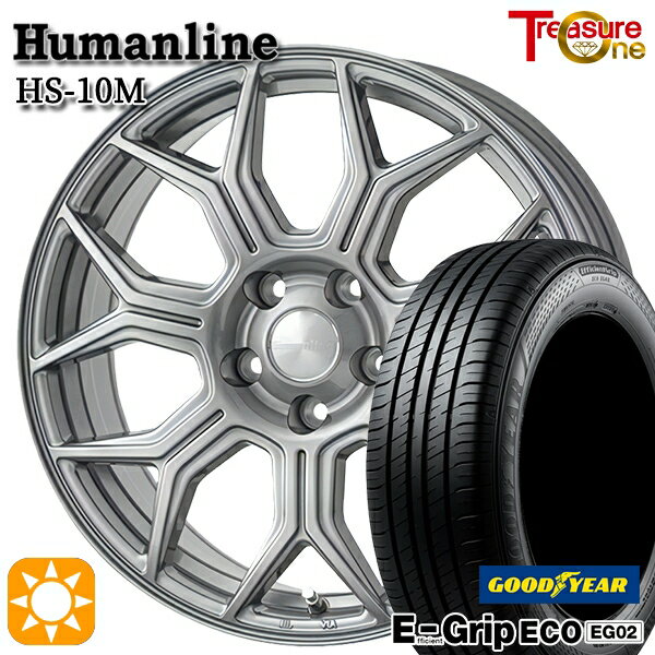 【取付対象】30/50プリウス カローラ 195/65R15 91H グッドイヤー エフィシェントグリップ EG02 トレジャーワン ヒューマンライン HS10M　ダークグレー 15インチ 6.0J 5H100 サマータイヤホイールセット