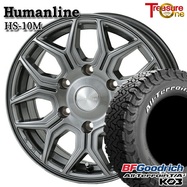 【取付対象】200系ハイエース 195/80R15 107S RWL BFグッドリッチ オールテレーン T/A KO3 トレジャーワン ヒューマンライン HS10MC ダークグレー 15インチ 6.0J 6H139.7 サマータイヤホイールセット