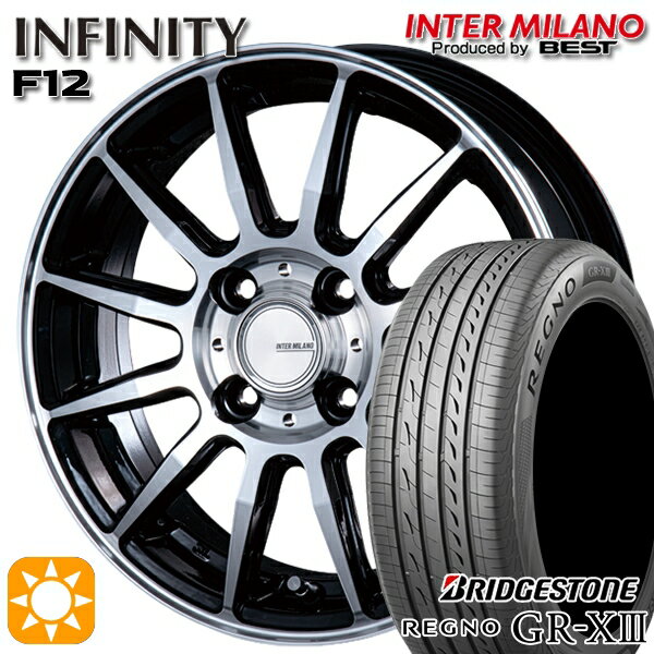 【取付対象】フィット アクア 185/60R15 84H ブリヂストン レグノ GR-X3 インターミラノ インフィニティ F12 BK/P 15インチ 5.5J 4H100 サマータイヤホイールセット