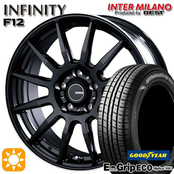 【取付対象】50プリウス インプレッサ 215/45R17 91W XL グッドイヤー エフィシェントグリップ エコ EG01 インターミラノ インフィニティ F12 BK/FP 17インチ 7.0J 5H100 サマータイヤホイールセット