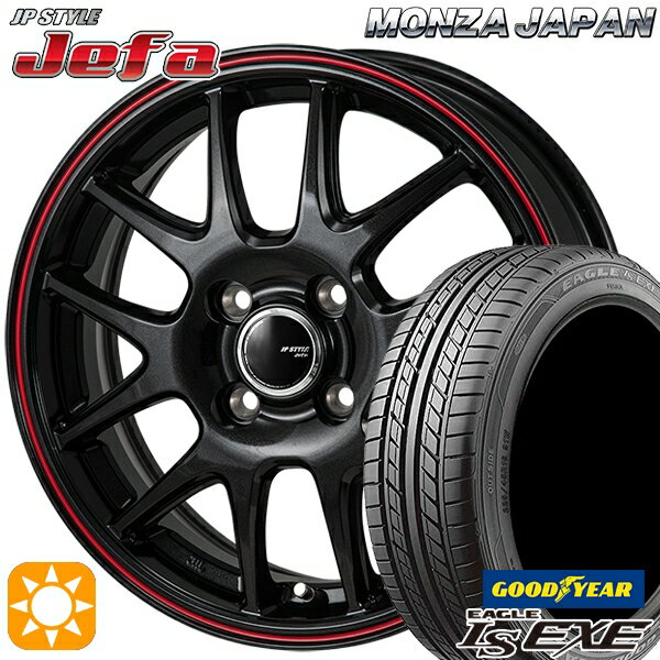 【取付対象】195/45R16 84W XL グッドイヤー イーグル LSEXE モンツァ JPスタイル ジェファ パールブラック/レッドライン 16インチ 6.0J 4H100 サマータイヤホイールセット