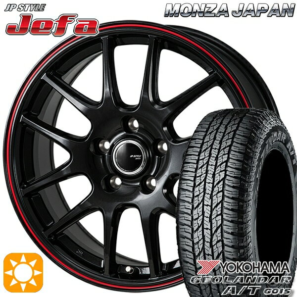 【取付対象】エスティマ ヤリスクロス 215/60R16 95H ヨコハマ ジオランダーA/T G015 モンツァ JPスタイル ジェファ パールブラック/レッドライン 16インチ 6.5J 5H114.3 サマータイヤホイールセット