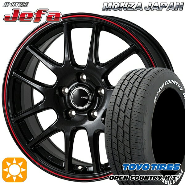 【取付対象】C-HR カローラクロス 215/60R17 96H トーヨー オープンカントリー H/T2 WL モンツァ JPスタイル ジェファ パールブラック/レッドライン 17インチ 7.0J 5H114.3 サマータイヤホイールセット