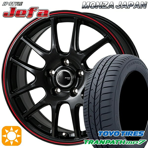 【取付対象】195/65R15 91H トーヨー トランパス mp7 モンツァ JPスタイル ジェファ パールブラック/レッドライン 15インチ 6.0J 5H114.3 サマータイヤホイールセット