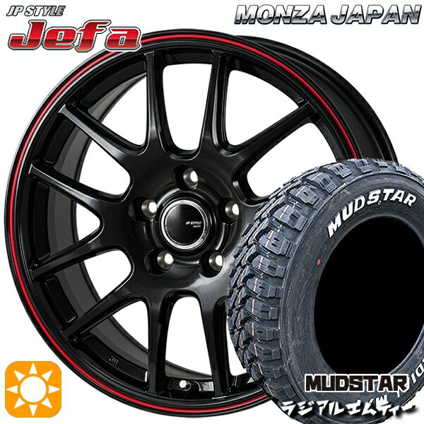【取付対象】215/70R16 100T マッドスター ラジアル M/T ホワイトレター モンツァ JPスタイル ジェファ パールブラック/レッドライン 16インチ 6.5J 5H114.3 サマータイヤホイールセット