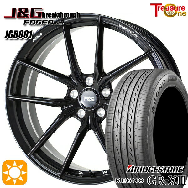 ヴェゼル アテンザ 225/40R19 93W XL ブリヂストン レグノ GR-X3 トレジャーワン 鍛造 J&Gブレイクスルー JGB001 ブラック 19インチ 8.0J 5H114.3 サマータイヤホイールセット