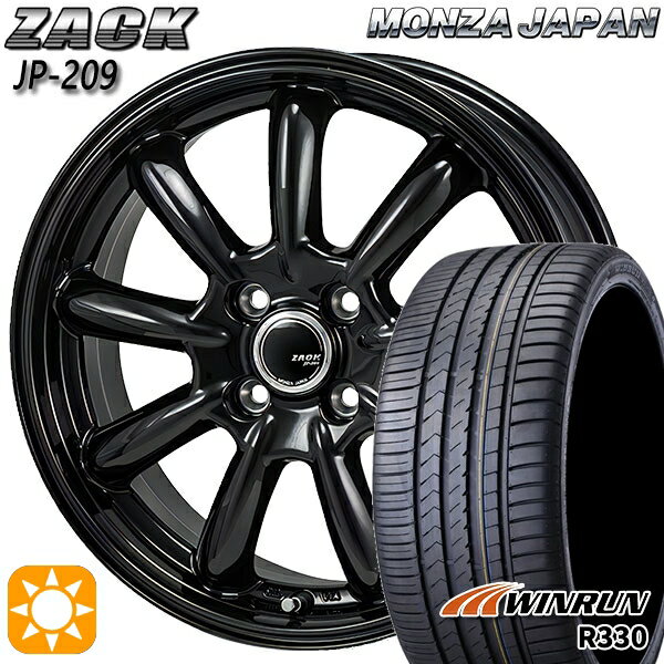 【取付対象】195/45R16 84V XL ウィンラン R330 モンツァ ザック JP209 グロスブラック 16インチ 6.0J 4H100 サマータイヤホイールセット