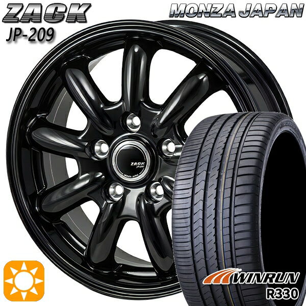 【取付対象】リーフ アクセラ 205/55R16 91V ウィンラン R330 モンツァ ザック JP209 グロスブラック 16インチ 6.5J 5H114.3 サマータイヤホイールセット