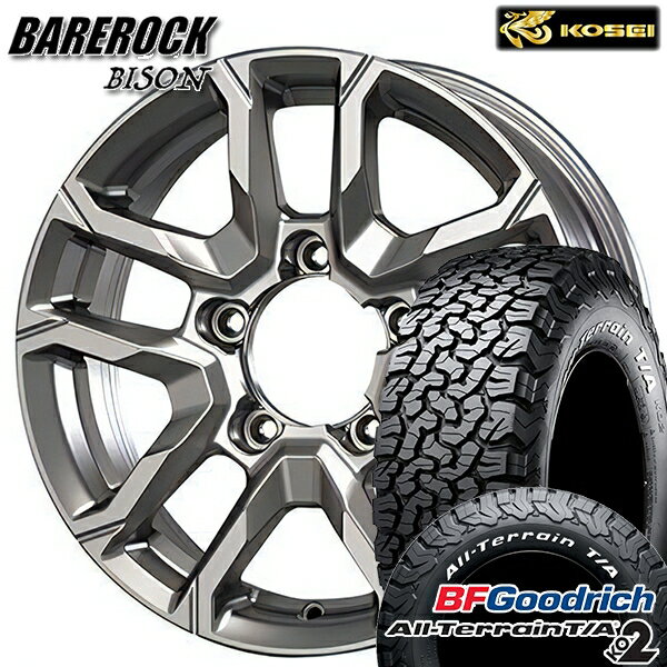 【取付対象】LT225/70R16 102/99R RWL BFグッドリッチ オールテレーン T/A KO2 KOSEI ベアロック バイソン ブライトシルバー 16インチ 5.5J 5H139.7 サマータイヤホイールセット