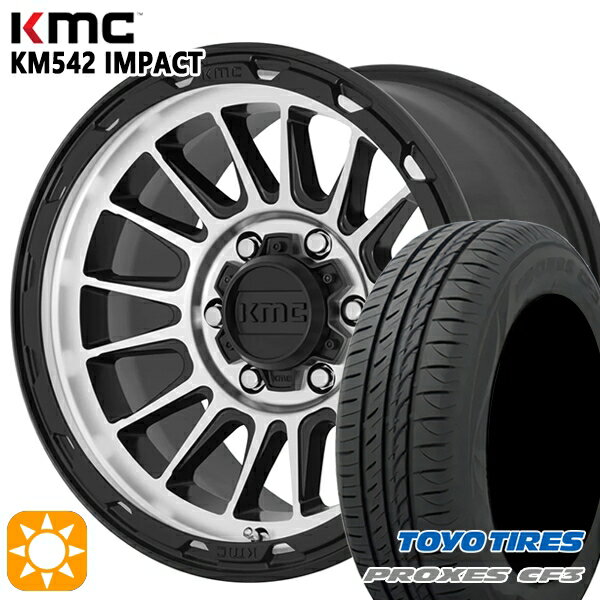 【取付対象】エスティマ ヤリスクロス 215/60R16 95H トーヨー プロクセス CF3 KMC KM542 IMPACT SATINBLACK MACHINED 16インチ 7.0J 5H114.3 サマータイヤホイールセット