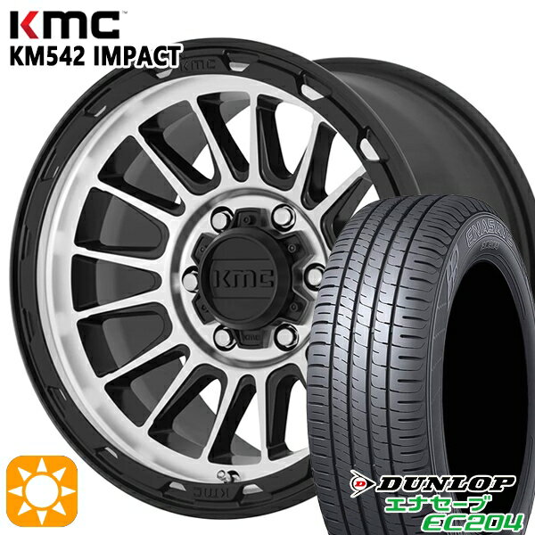 【取付対象】215/65R16 98H ダンロップ エナセーブ EC204 KMC KM542 IMPACT SATINBLACK MACHINED 16インチ 7.0J 5H114.3 サマータイヤホイールセット