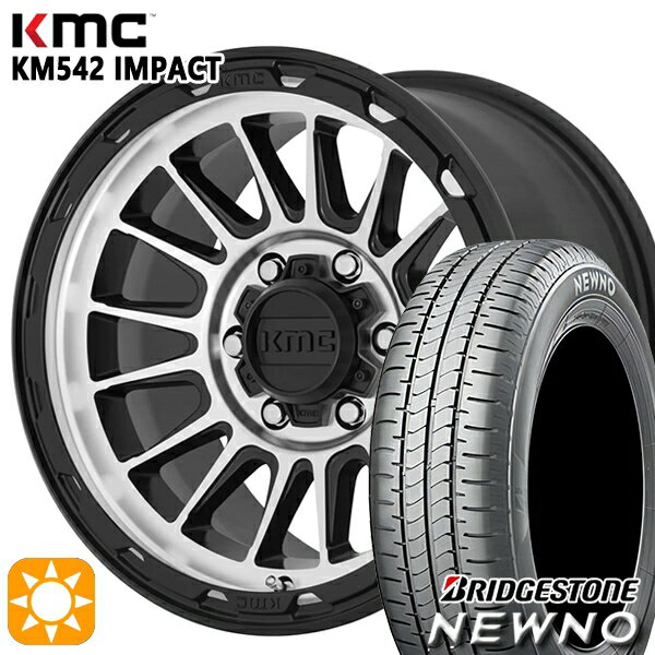 【取付対象】215/60R16 95H ブリヂストン ニューノ KMC KM542 IMPACT SATINBLACK MACHINED 16インチ 7.0J 5H114.3 サマータイヤホイールセット