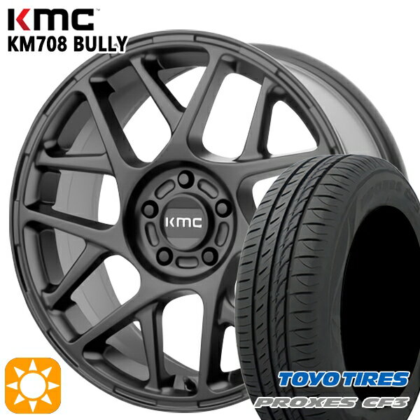 【取付対象】エスティマ ヤリスクロス 215/60R16 95H トーヨー プロクセス CF3 KMC KM708 BULLY サテンブラック 16インチ 7.5J 5H114.3 サマータイヤホイールセット