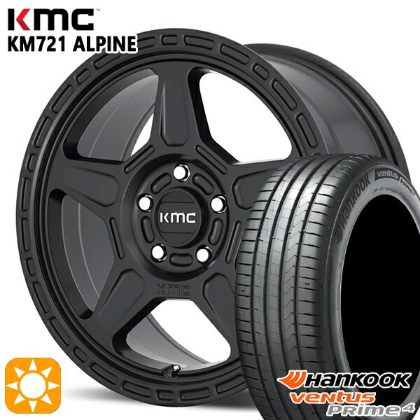 【取付対象】225/65R17 102H ハンコック veNtus PRime4 K135A KMC KM721 ALPINE サテンブラック 17インチ 8.0J 5H114.3 サマータイヤホイールセット