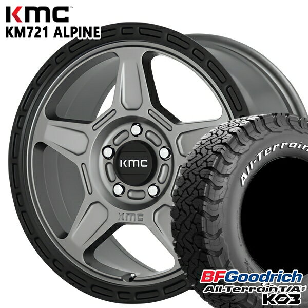 【取付対象】235/70R16 110/107S RWL BFグッドリッチ オールテレーン T/A KO3 KMC KM721 ALPINE SATINGRAY with BLACKLIP 16インチ 7.0J 5H114.3 サマータイヤホイールセット