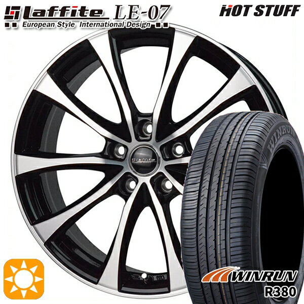 【取付対象】マツダ6 エクストレイル 225/60R18 104V XL ウィンラン R380 HotStuff ラフィット LE-07 ブラックポリッシュ 18インチ 7.0J 5H114.3 サマータイヤホイールセット