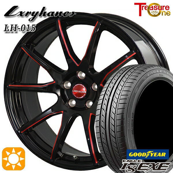 【取付対象】インプレッサXV フォレスター 225/55R17 97V グッドイヤー イーグル LSEXE トレジャーワン ラグジーヘインズ LH015 ブラック・マシニングレッドクリア 17インチ 7.0J 5H100 サマータイヤホイールセット