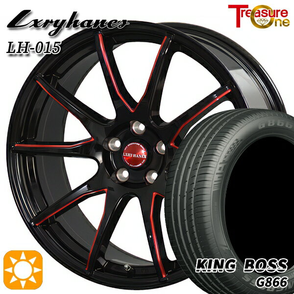 【取付対象】225/45R18 95W XL キングボス G866 トレジャーワン ラグジーヘインズ LH015 ブラック・マシニングレッドクリア 18インチ 7.0J 5H114.3 サマータイヤホイールセット