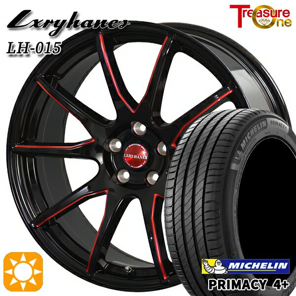 【取付対象】アイシス ノア 215/45R17 91W XL ミシュラン プライマシー4プラス トレジャーワン ラグジーヘインズ LH015 ブラック・マシニングレッドクリア 17インチ 7.0J 5H114.3 サマータイヤホイールセット