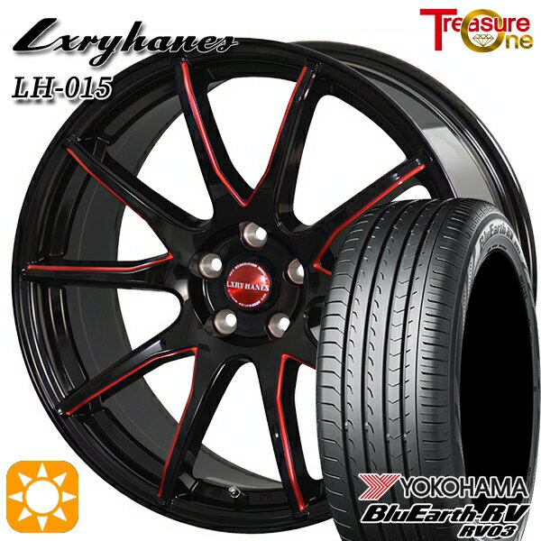 【取付対象】ヴェゼル レガシィ 225/60R18 100H ヨコハマ ブルーアース RV03 トレジャーワン ラグジーヘインズ LH015 ブラック・マシニングレッドクリア 18インチ 7.0J 5H114.3 サマータイヤホイールセット