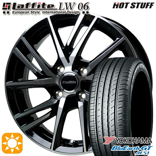 【取付対象】タンク ルーミー 195/45R16 84V XL ヨコハマ ブルーアースGT AE51 HotStuff ラフィット LW-06 ブラックポリッシュ 16インチ 6.0J 4H100 サマータイヤホイールセット