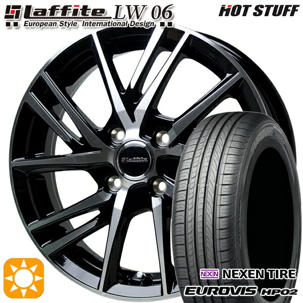 【取付対象】145/80R13 ネクセン ロードストーン ユーロビズ HP02 HotStuff ラフィット LW-06 ブラックポリッシュ 13インチ 4.0J 4H100 サマータイヤホイールセット