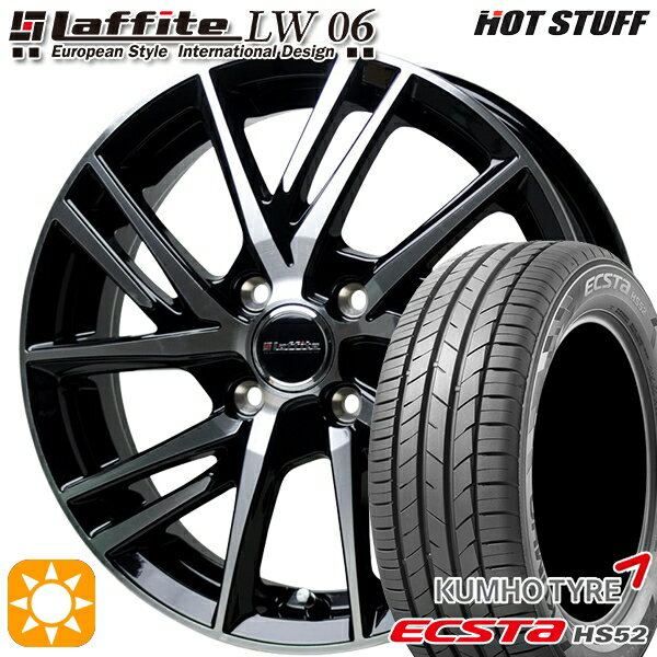 【取付対象】タンク ルーミー 195/45R16 84V XL クムホ エクスタ HS52 HotStuff ラフィット LW-06 ブラックポリッシュ 16インチ 6.0J 4H100 サマータイヤホイールセット