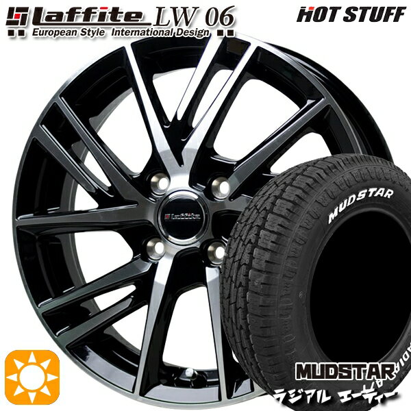 【取付対象】NVAN アトレー 145/80R12 80/78N LT マッドスター ラジアル A/T ホワイトレター HotStuff ラフィット LW-06 ブラックポリッシュ 12インチ 3.5J 4H100 サマータイヤホイールセット