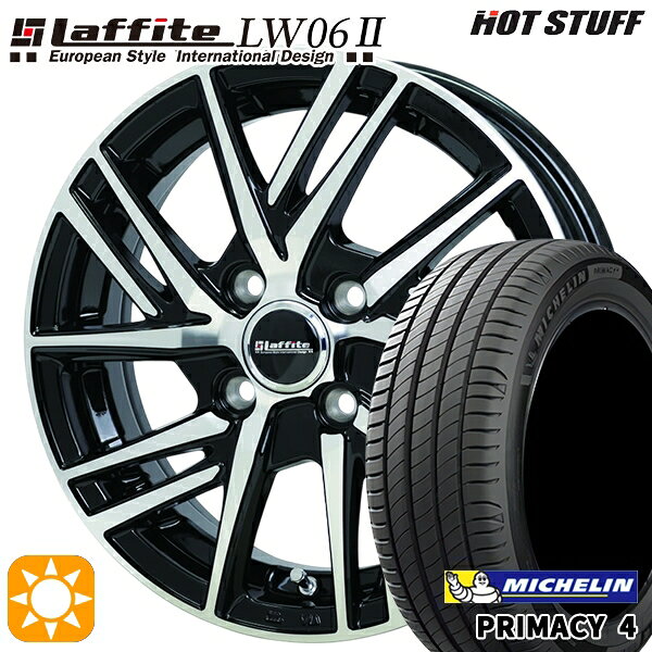 【取付対象】フィット アクア 185/60R15 88H XL ミシュラン プライマシー4 HotStuff ラフィット LW06-2 BK/P 15インチ 5.5J 4H100 サマータイヤホイールセット
