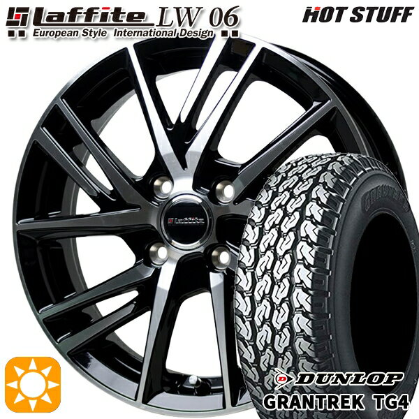 【取付対象】NVAN アトレー 145R12 6PR ダンロップ グラントレック TG4 HotStuff ラフィット LW-06 ブラックポリッシュ 12インチ 3.5J 4H100 サマータイヤホイールセット