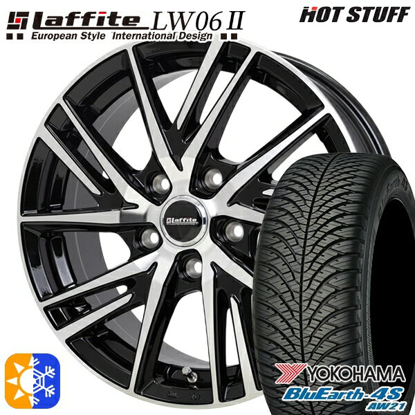 215/60R17 100V ヨコハマ ブルーアース 4S AW21 HotStuff ラフィット LW06-2 BK/P 17インチ 7.0J 5H114.3 オールシーズンタイヤホイールセット