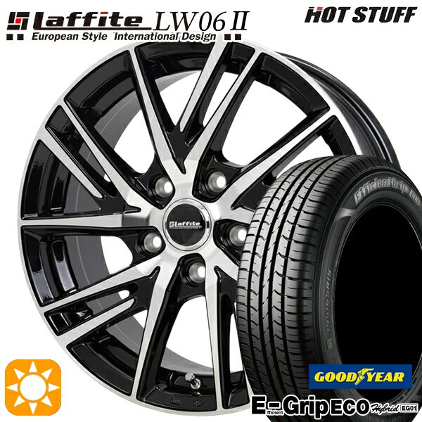 【取付対象】エスティマ ヤリスクロス 215/60R16 95H グッドイヤー エフィシェントグリップ エコ EG01 HotStuff ラフィット LW-06 ブラックポリッシュ 16インチ 6.5J 5H114.3 サマータイヤホイールセット