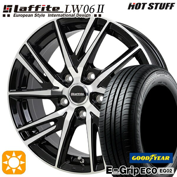 【取付対象】エスクァイア セレナ 195/65R15 91H グッドイヤー エフィシェントグリップ EG02 HotStuff ラフィット LW06-2 BK/P 15インチ 6.0J 5H114.3 サマータイヤホイールセット