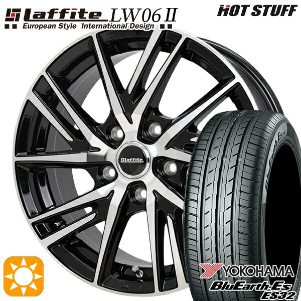 【取付対象】リーフ レヴォーグ 215/50R17 95V XL ヨコハマ ブルーアース ES32 HotStuff ラフィット LW06-2 BK/P 17インチ 7.0J 5H114.3 サマータイヤホイールセット
