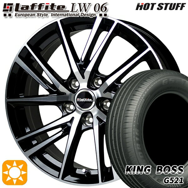 【取付対象】195/65R15 91H キングボス G521 HotStuff ラフィット LW-06 ブラックポリッシュ 15インチ 6.0J 5H114.3 サマータイヤホイールセット