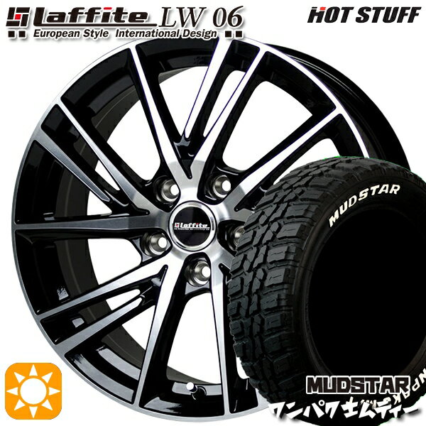 【取付対象】ヴェゼル レガシィ 225/60R18 100T WL マッドスター ワンパク M/T ホワイトレター HotStuff ラフィット LW-06 ブラックポリッシュ 18インチ 7.0J 5H114.3 サマータイヤホイールセット