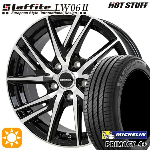 【取付対象】リーフ アクセラ 205/55R16 91V ミシュラン プライマシー4プラス HotStuff ラフィット LW06-2 BK/P 16インチ 6.5J 5H114.3 サマータイヤホイールセット