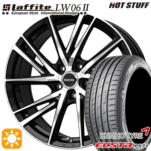 【取付対象】215/40R18 89W XL クムホ エクスタ PS71 HotStuff ラフィット LW06-2 BK/P 18インチ 7.0J 5H100 サマータイヤホイールセット