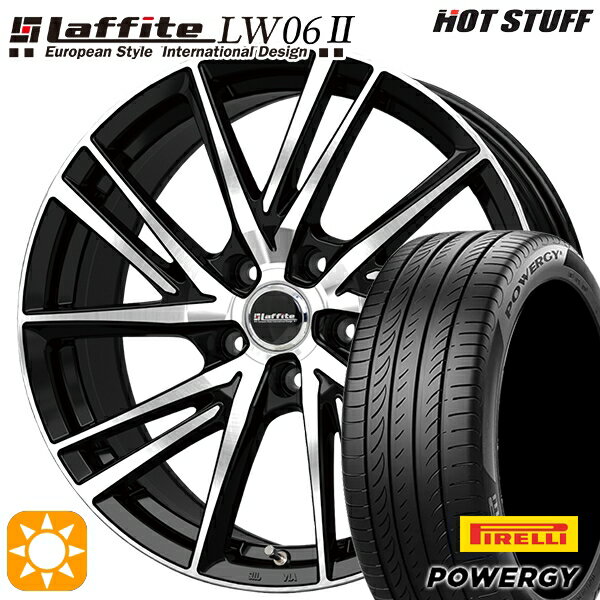 【取付対象】ジェイド アクセラ 225/40R18 92W XL ピレリ パワジー HotStuff ラフィット LW06-2 BK/P 18インチ 7.0J 5H114.3 サマータイヤホイールセット