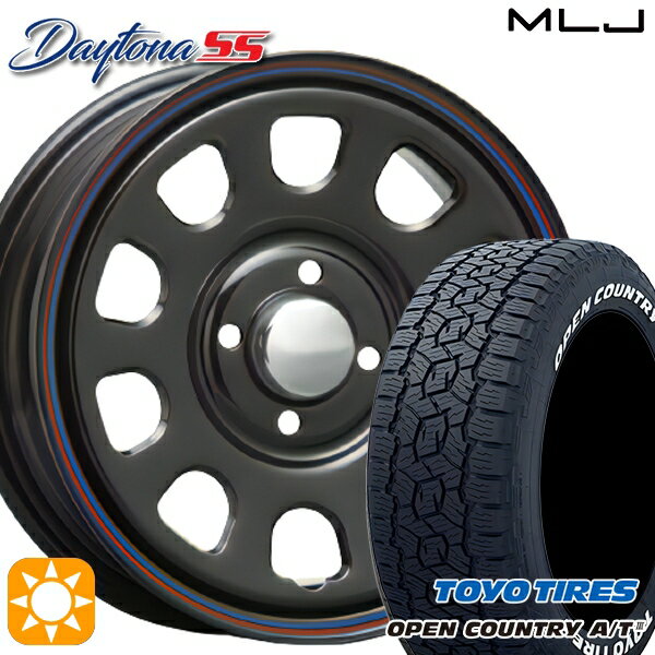 【取付対象】アゲ軽 165/80R14 97/95N トーヨー オープンカントリーA/T3 ホワイトレター MLJ デイトナ SS ブラック 14インチ 5.0J 4H100 サマータイヤホイールセット